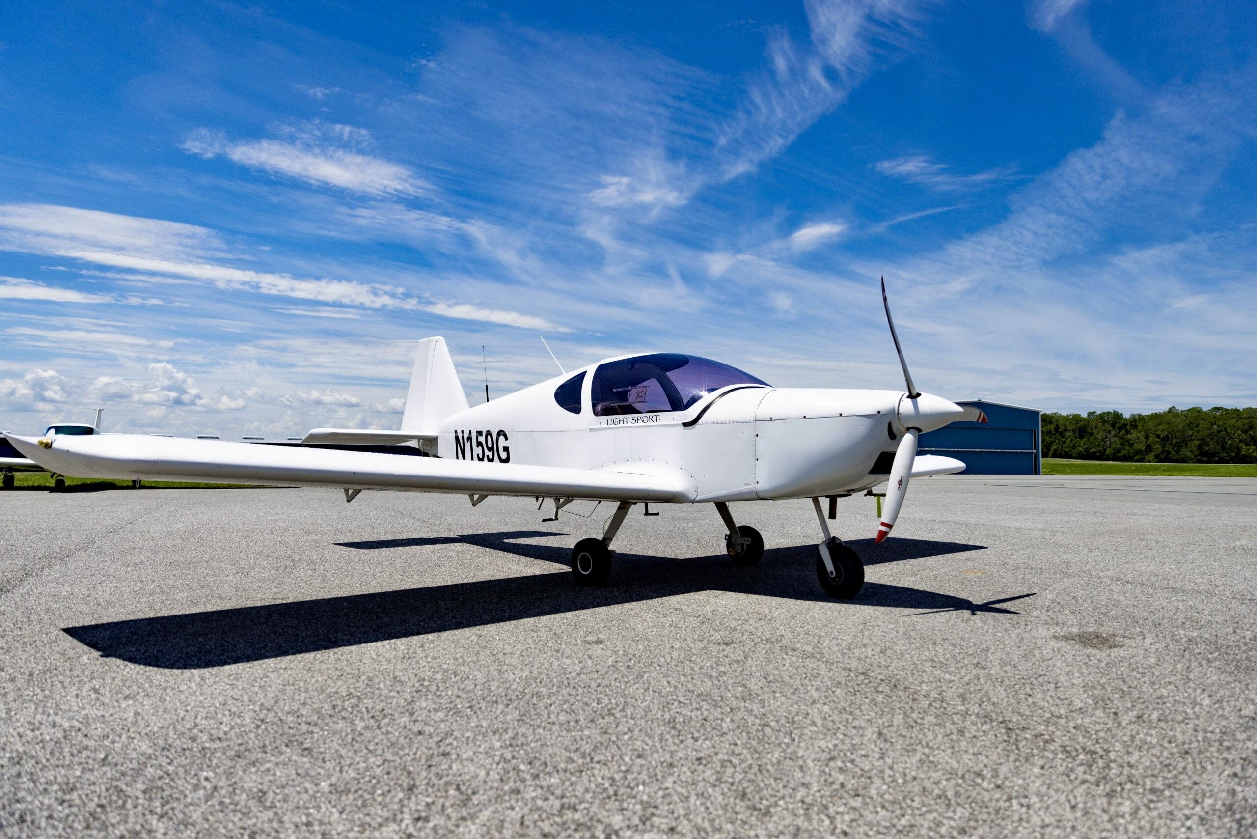 Direct Fly Alto N159G on the ramp, three-quarter exterior view